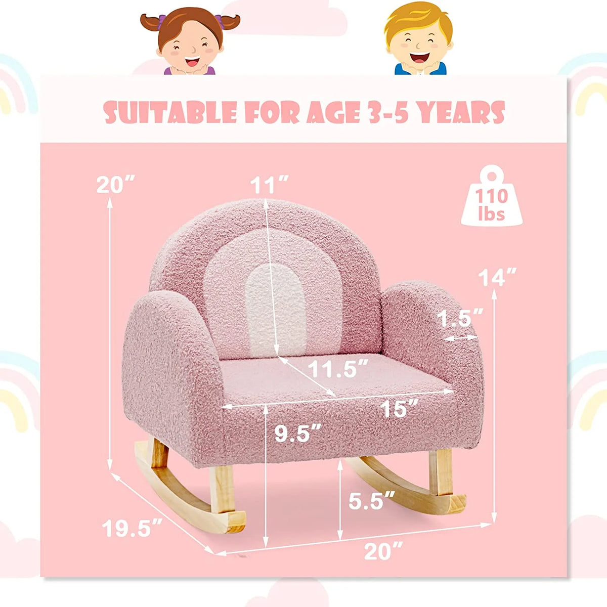 Pink Plush Kids Sofa R5222
