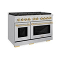 48 in. 8-Burner Freestanding Gas Range and Double Convection Oven in Stainless Steel and Polished Gold S912151