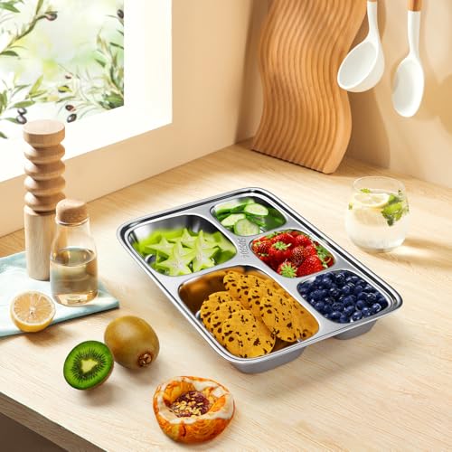 Stainless Steel Bento Box 3 Pack 5 Compartments with Lids Q4087