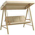 3-Seat Outdoor Porch Swing with Stand and Adjustable Canopy F2669