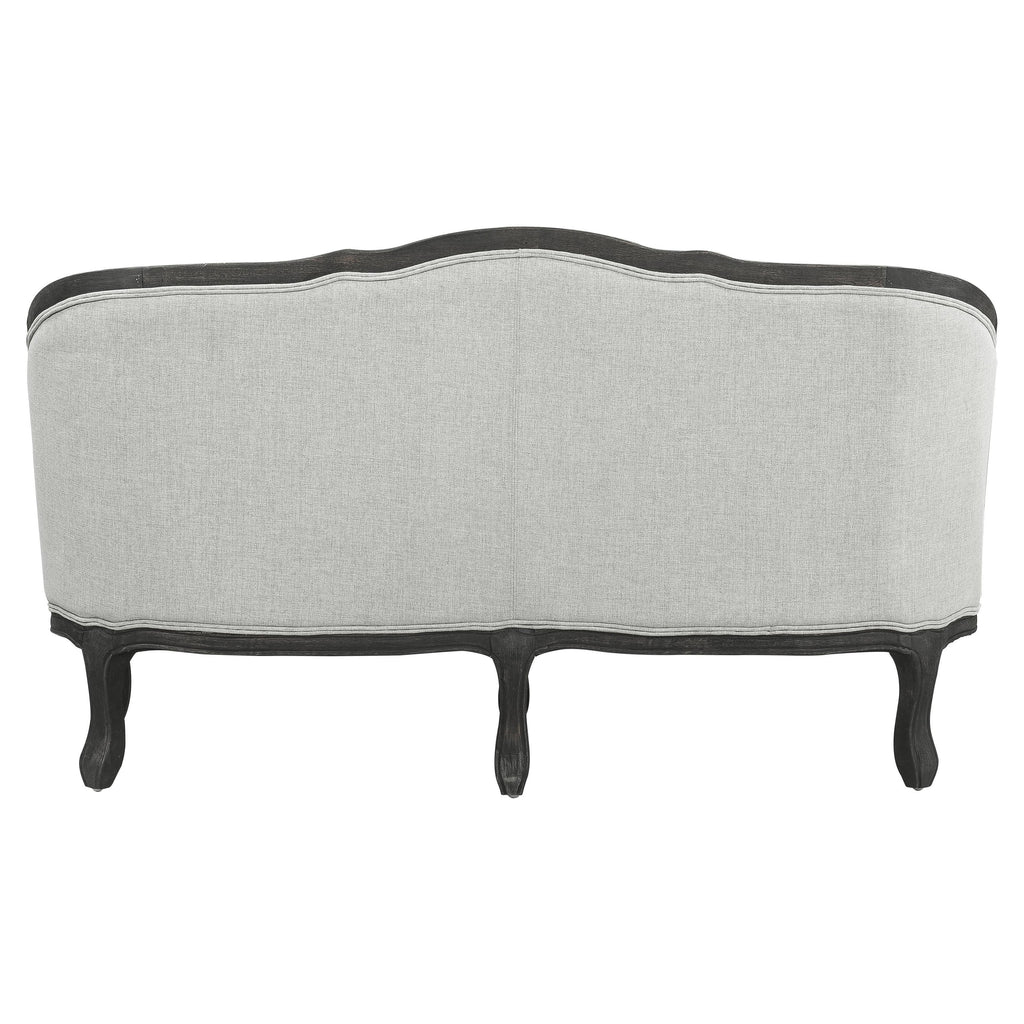 Linen Loveseat with Wooden Leg and 2 Pillows Z4681