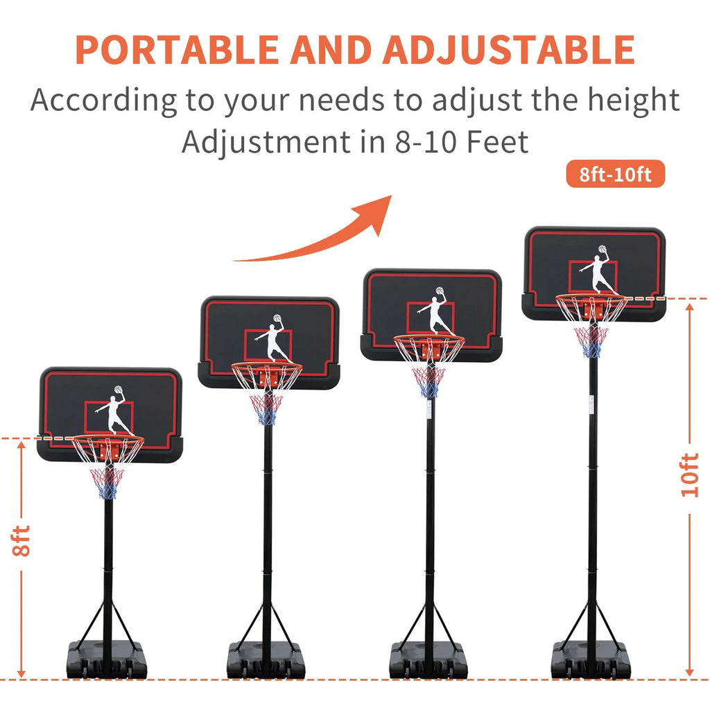 Basketball Goal Hoop Stand 8-10ft Height Adjustable B4265