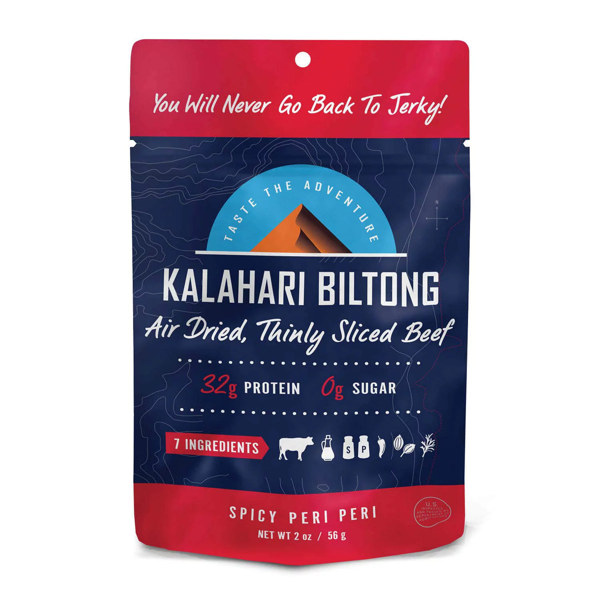 Air-Dried Thinly Sliced Beef Biltong 2oz Pack of 8 Sugar Free Gluten Free L9691