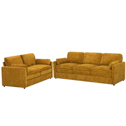 Black Chenille 3 Seats and 2 Seats Sofa Set with Pillows E22763