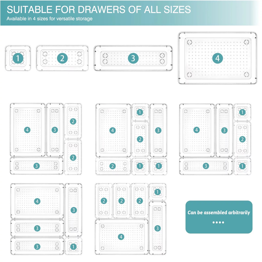25 PCS Clear Plastic Drawer Organizer Set C8090