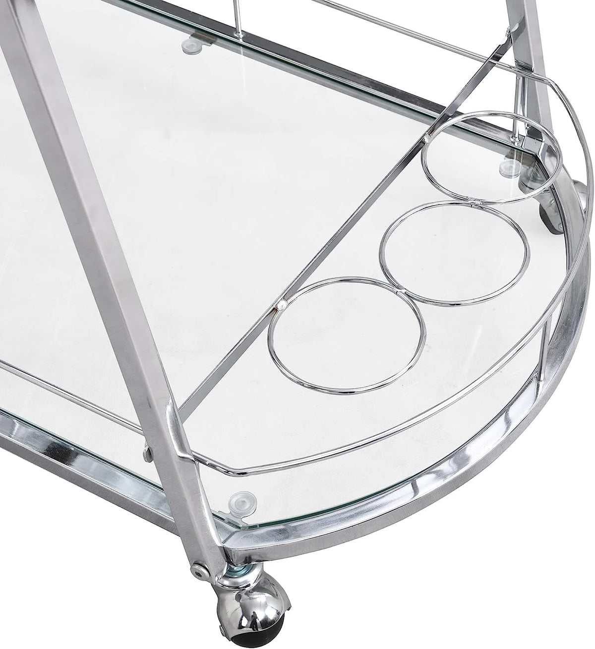 3-Tier Metal Mobile Bar Cart with Wheels & Wine Rack T9123
