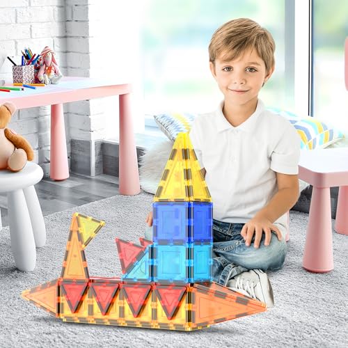 60 Piece Set Clear Magnetic 3D Building Tiles B155166