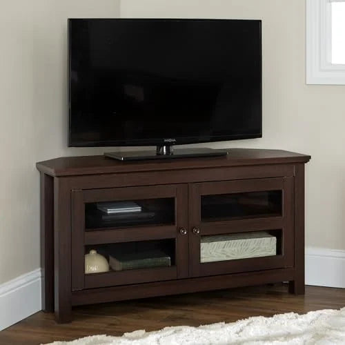 Espresso Brown Wood Corner TV Stand H62441