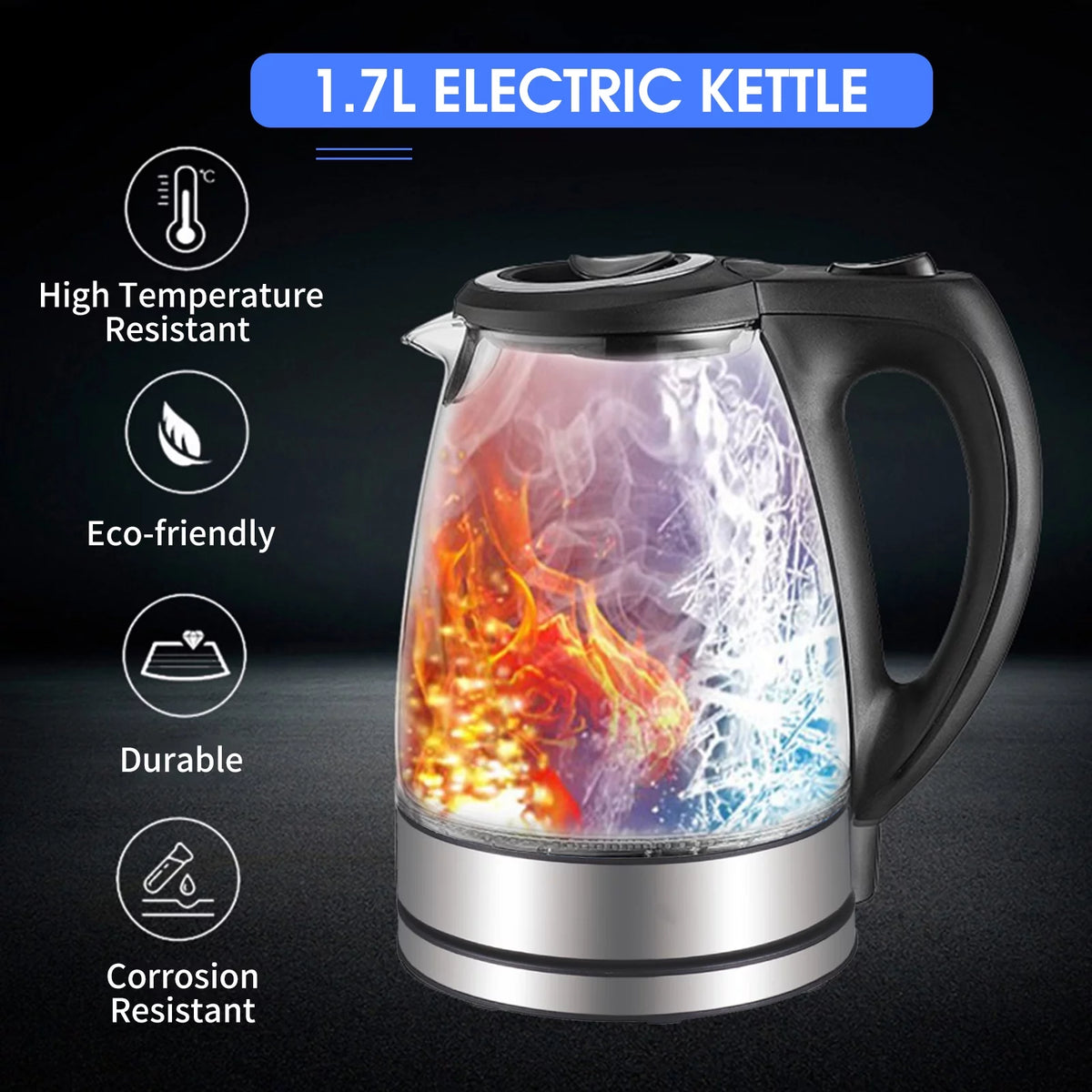 1.7L 1500W Glass Electric Kettle O13552