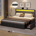 King Size Upholstered Platform Bed Frame with LED Lights K140740