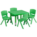 Green Plastic Height Adjustable Activity Table Set with 4 Chairs Y83093