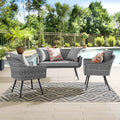 Gray 3 Piece Wicker Rattan Outdoor Loveseat and Armchair Set R534