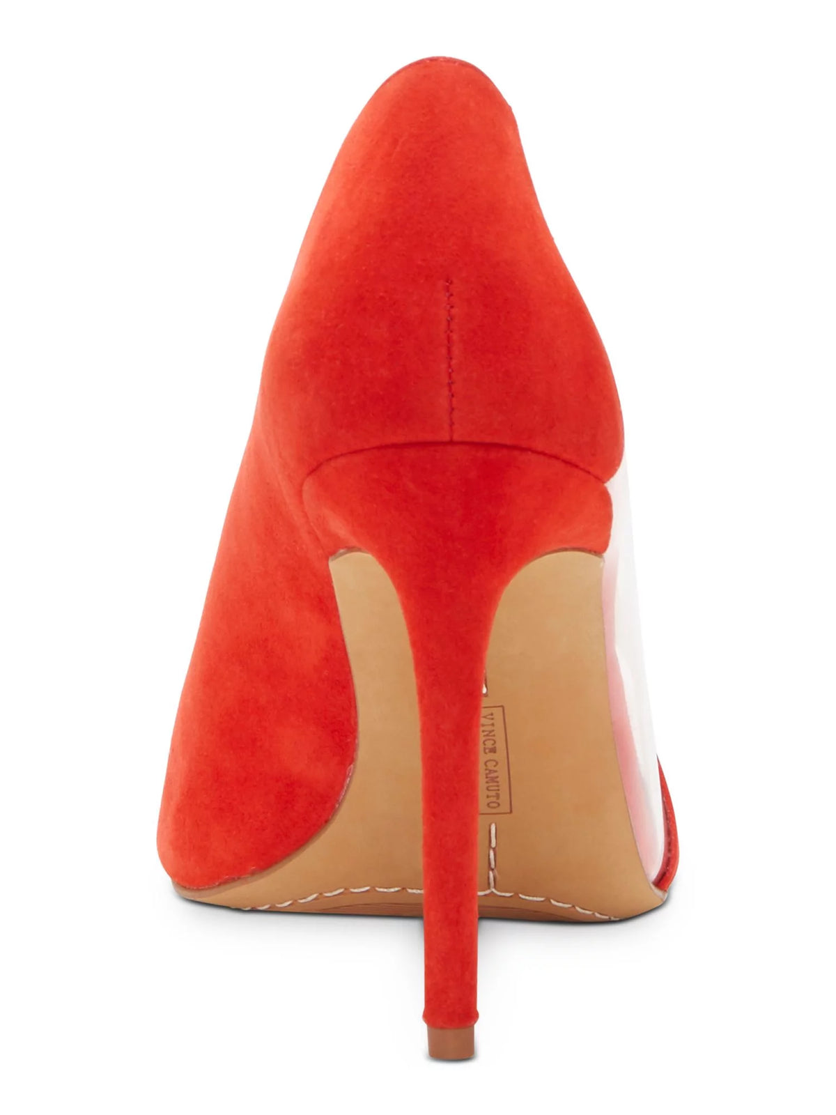 Red Transparent Panel Open Toe Stiletto Slip On Leather Dress Pumps B267426