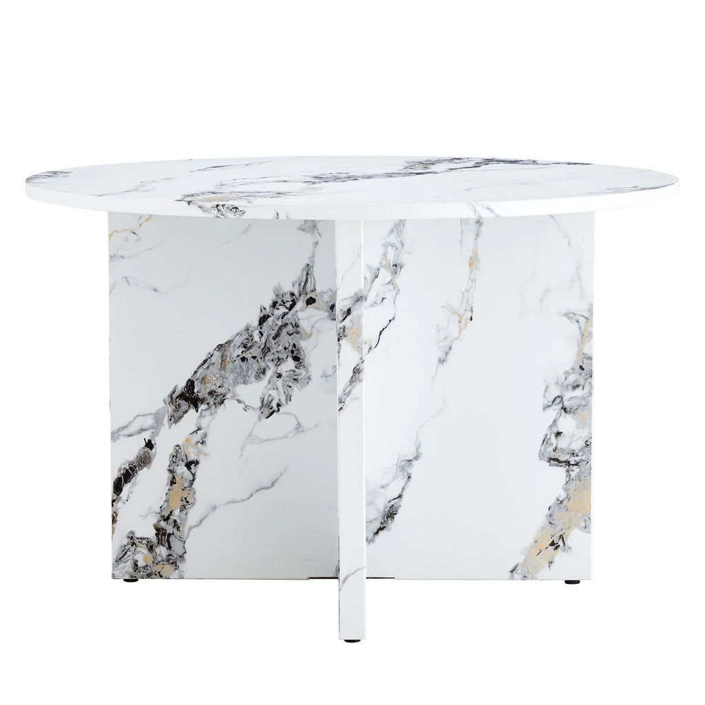 47 Inch Faux Marble Round Dining Table Y8684