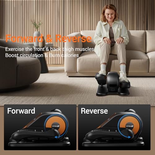 Under Desk Elliptical Machine, Quiet Portable Electric Seated Exercise Machine with Remote, 12 Speeds Y52955
