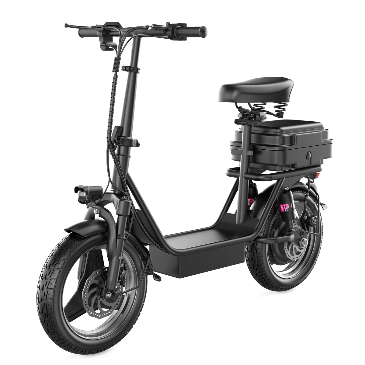 14" Tires 20MPH 25Miles Electric Scooter with Seat & Basket O6854