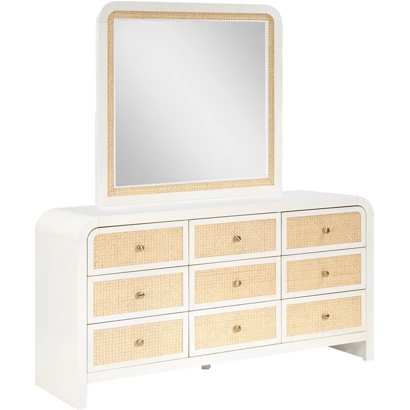 White Ash Wood and Natural Cane Dresser J340