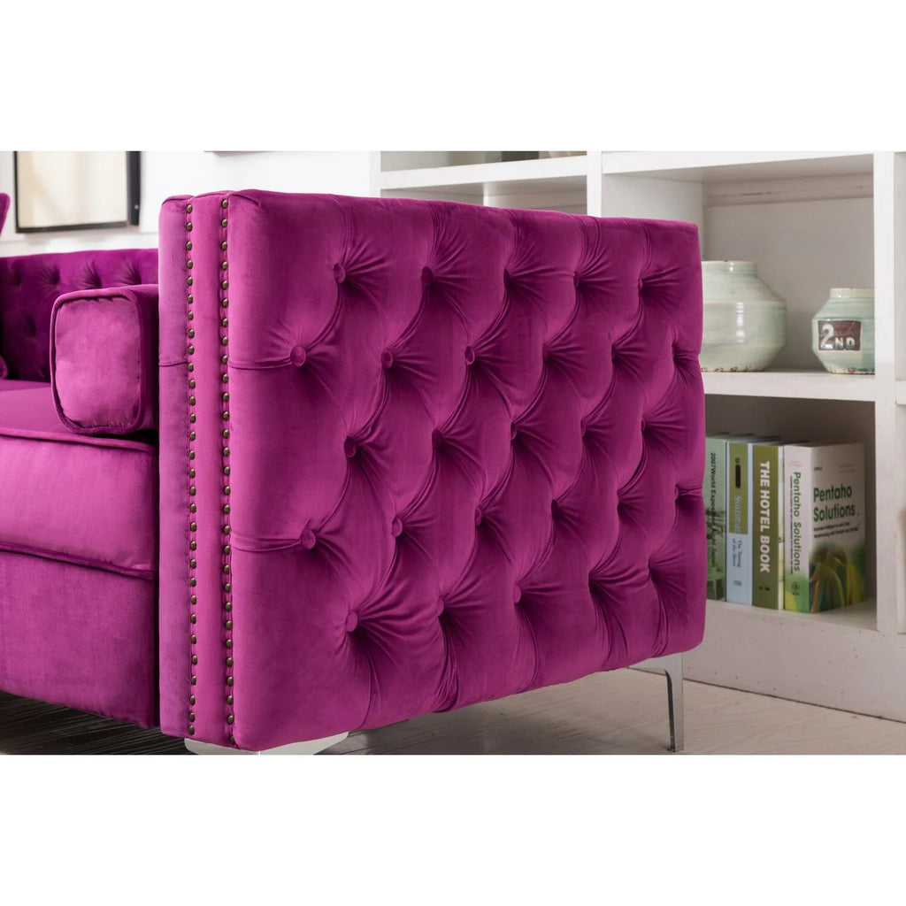 Green Velvet Convertible Sleeper Sectional Sofa X844