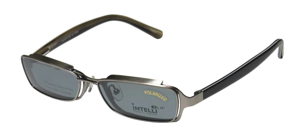 Silver Full-Rim Eyeglasses with Clip-On Sunglass Lenses V9893