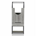 Vintage Gray Oak Wood Wine Cabinet P2975
