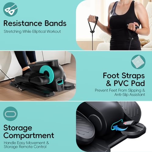 Under Desk Elliptical Machine, Portable Electric Seated Pedal Exerciser with 12 Adjustable Speeds X222