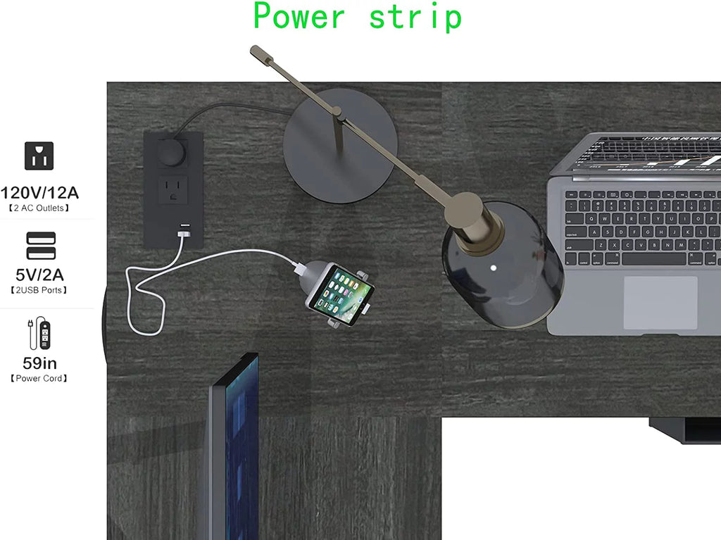 L Shaped Desk with Drawers and USB Charging Port K295482