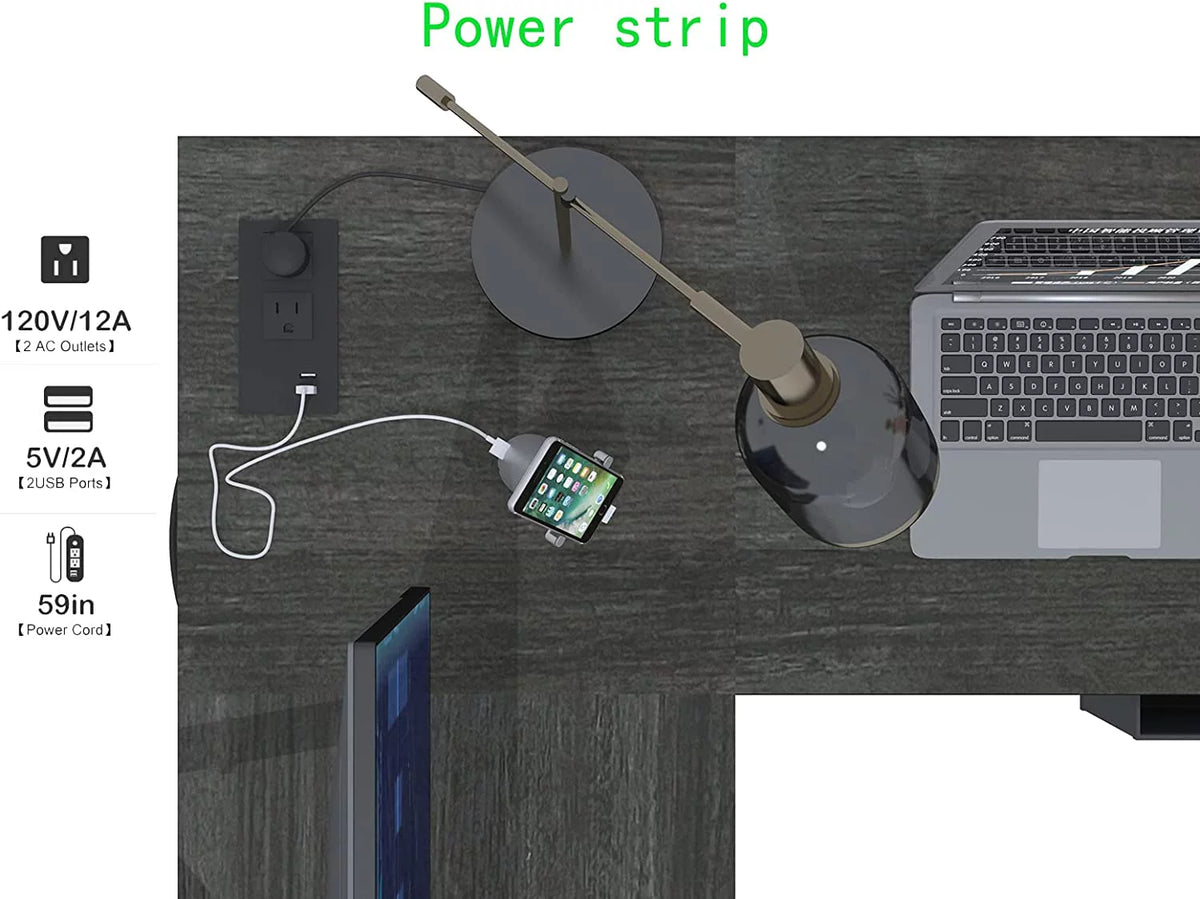 L Shaped Desk with Drawers and USB Charging Port K295482