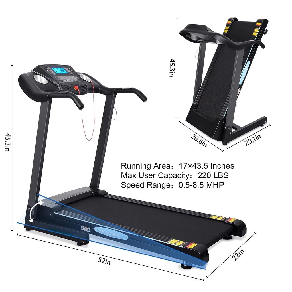 Folding Treadmill with 12% Auto Incline, 2.5 HP Motor L6192