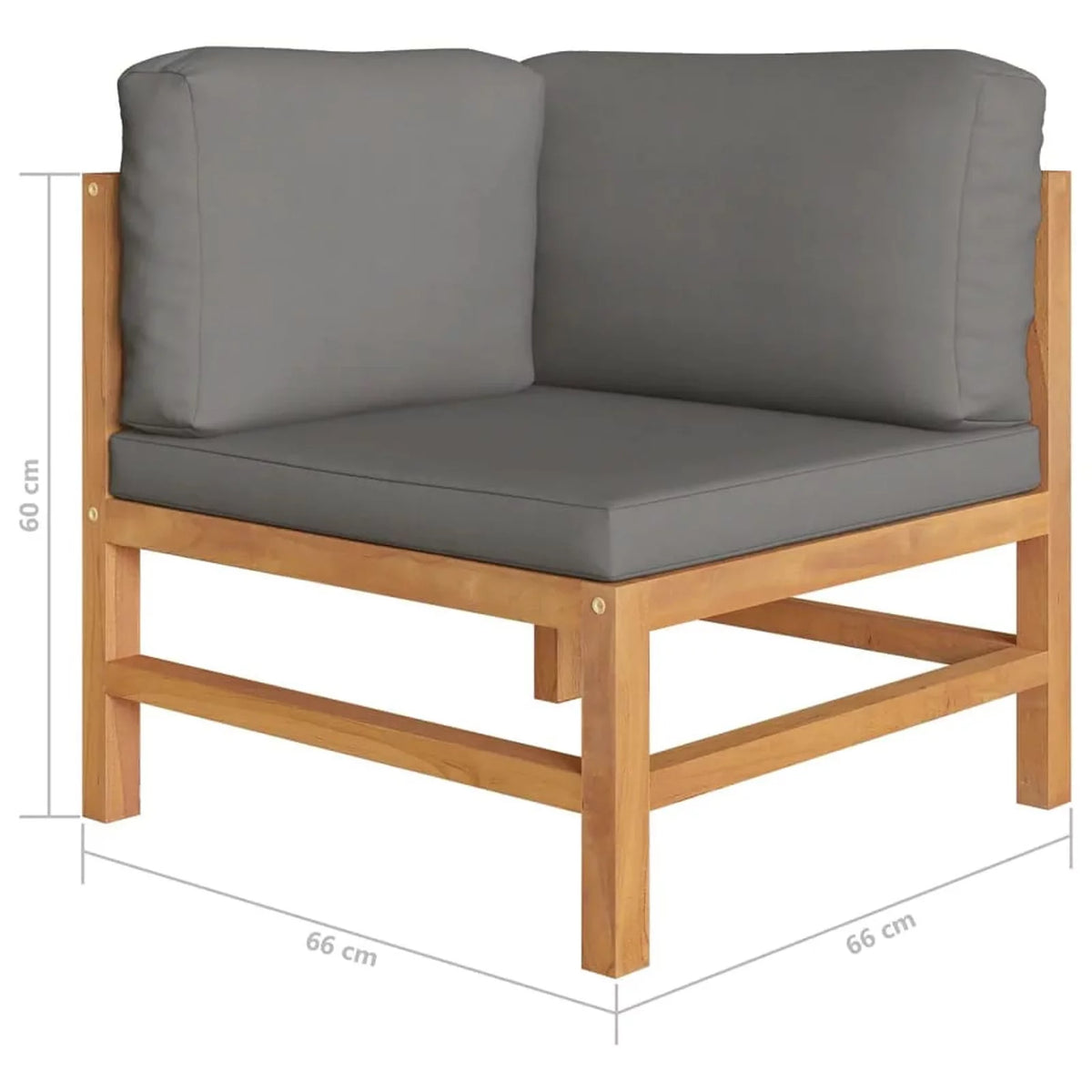 2-Seater Teak Wood Patio Sofa with Gray Cushions X531555