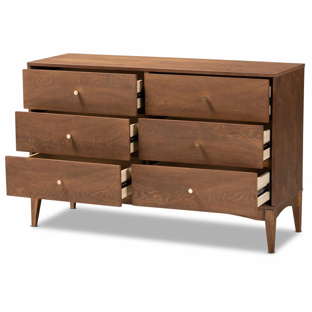 Ash Walnut Finished Wood 6-Drawer Dresser H16875
