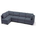Modular Sectional Sofa with Storage Seats 5 Seater Blue Gray S3397