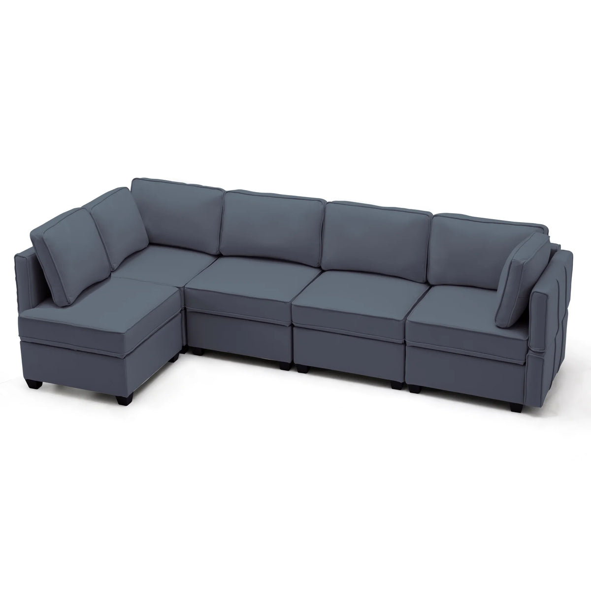Modular Sectional Sofa with Storage Seats 5 Seater Blue Gray S3397
