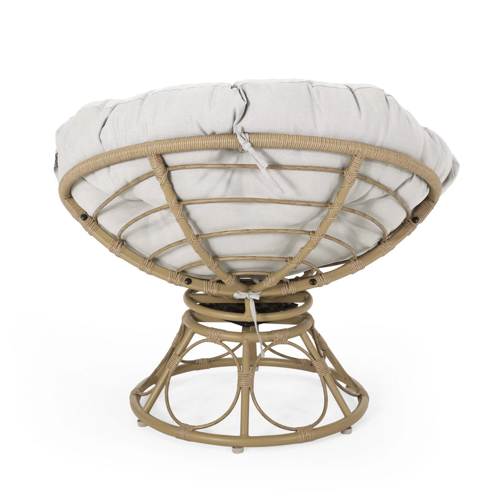 Papasan Swivel Chair Cushion Light Brown and Beige G8451