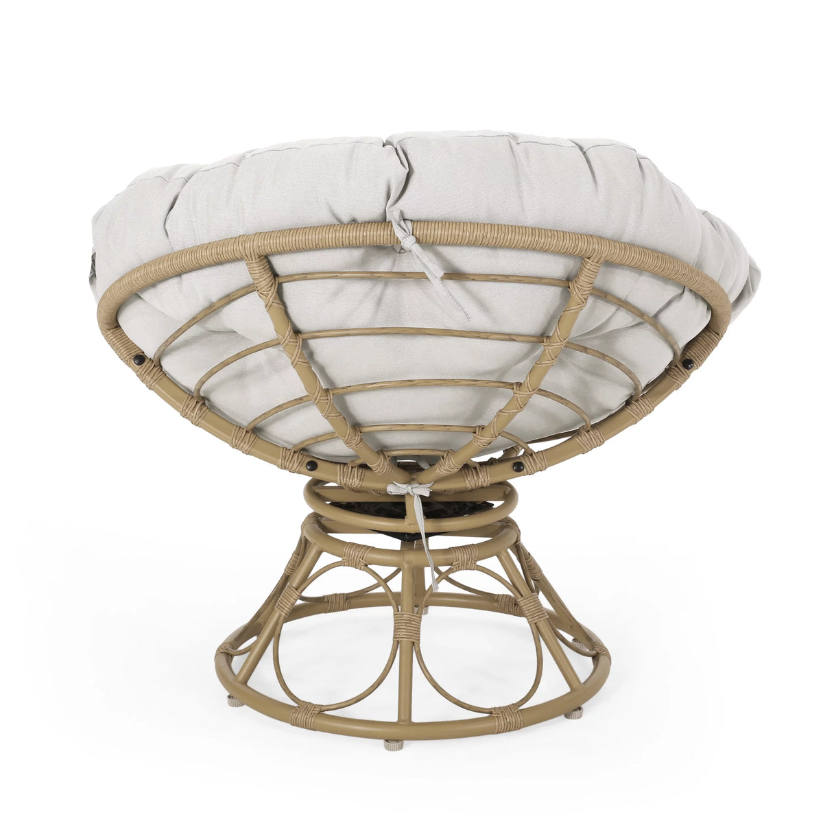 Papasan Swivel Chair Cushion Light Brown and Beige G8451