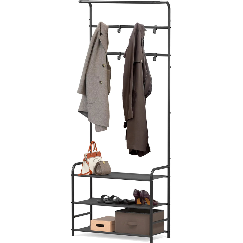 Coat Rack with Storage Shelf, Black M17557