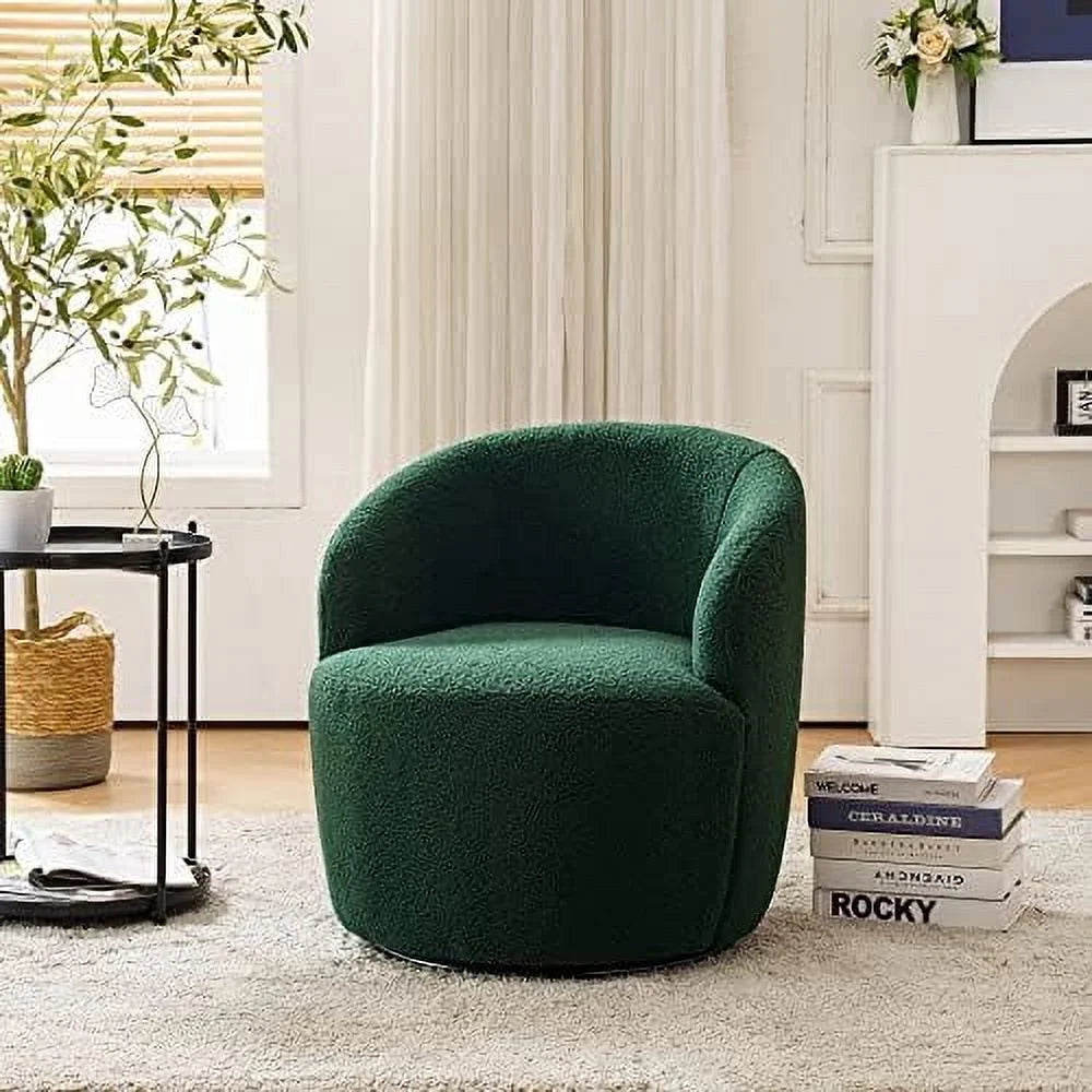Cream Boucle Barrel Swivel Accent Chair H320947
