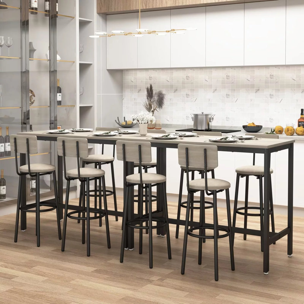 Modern Grey Bar Table and Chair Set of 5 with Backrest I619817