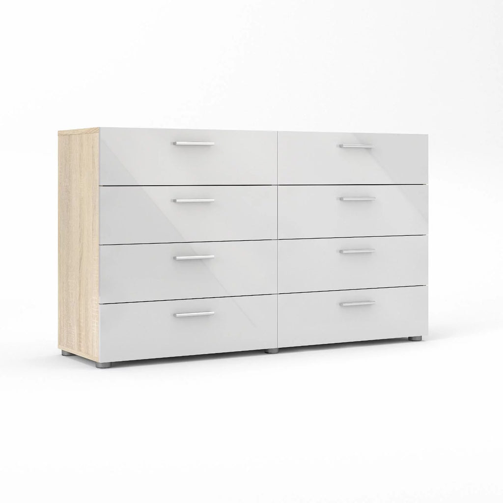 White 8 Drawer Double Dresser W622