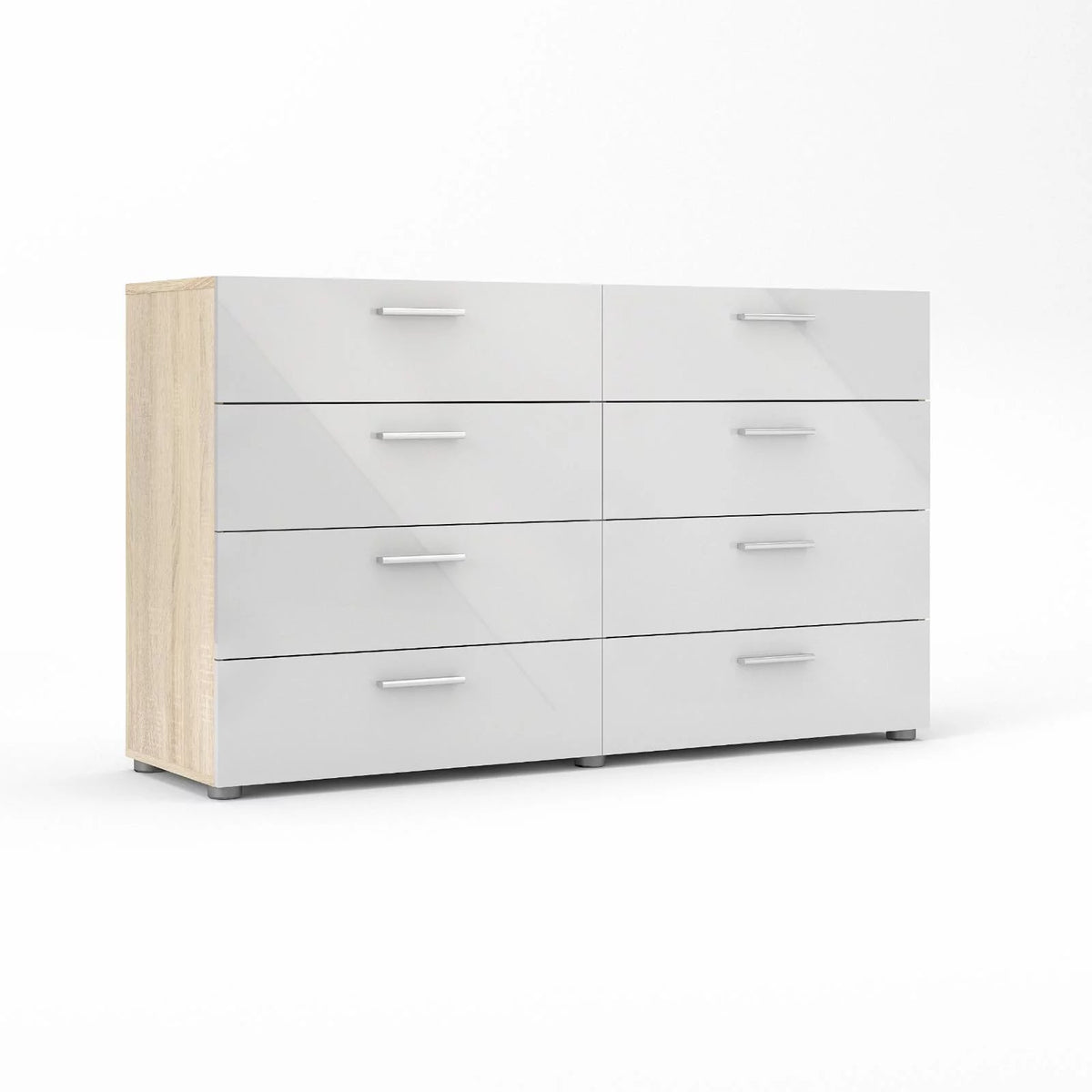 White 8 Drawer Double Dresser W622
