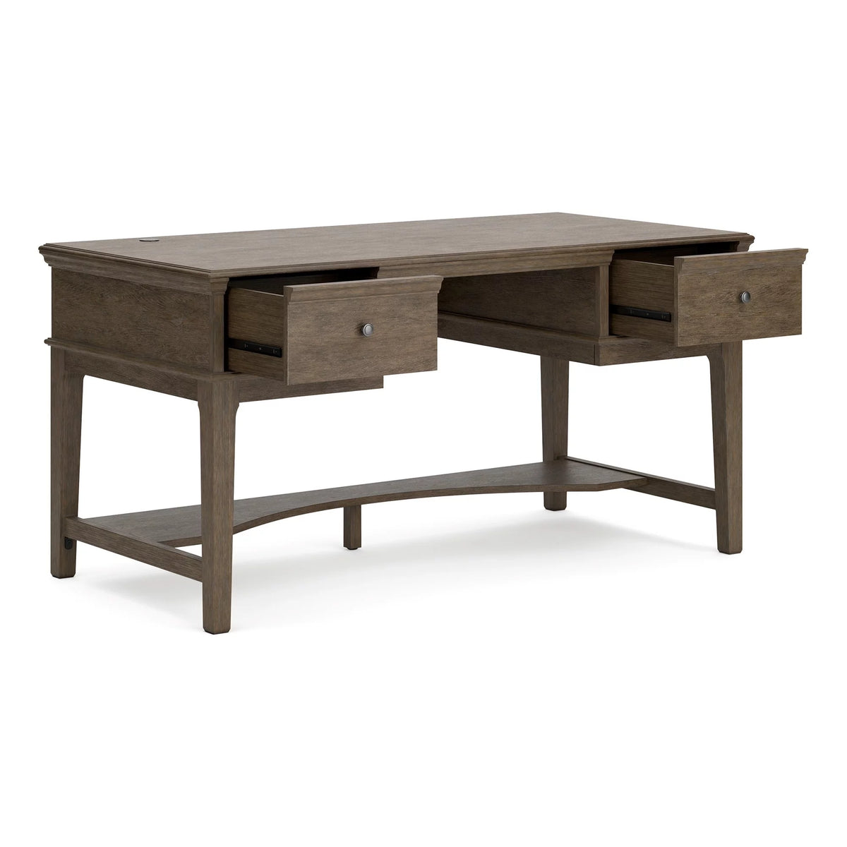 60 Inch Weathered Gray Wood Storage Desk with USB Ports C363