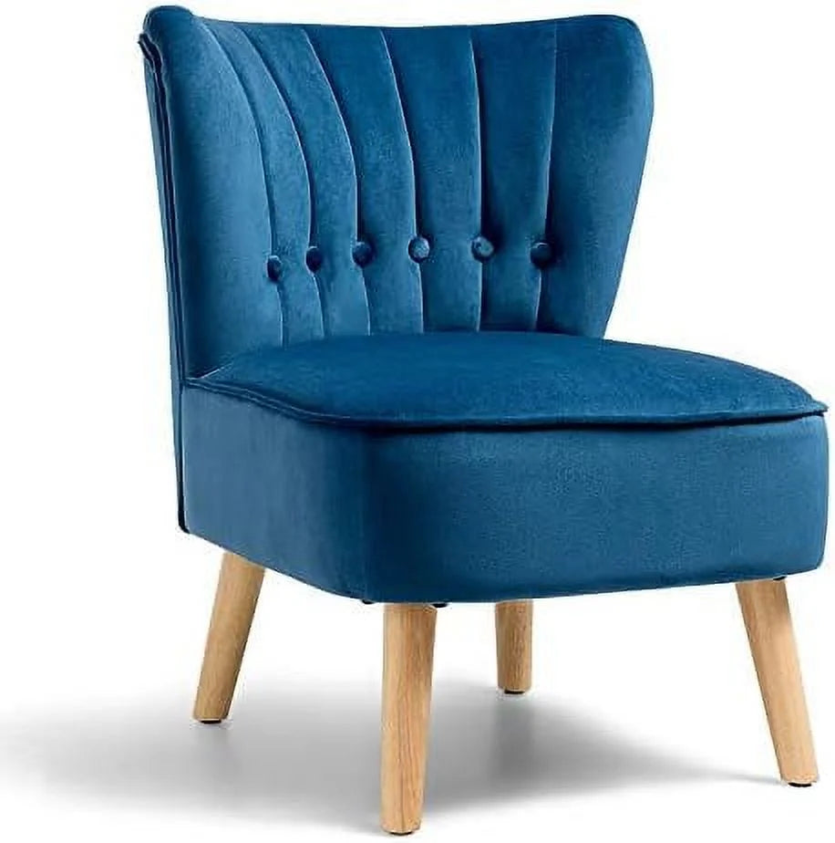 Armless Velvet Accent Chair with Rubber Wood Legs R838
