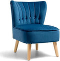 Armless Velvet Accent Chair with Rubber Wood Legs R838