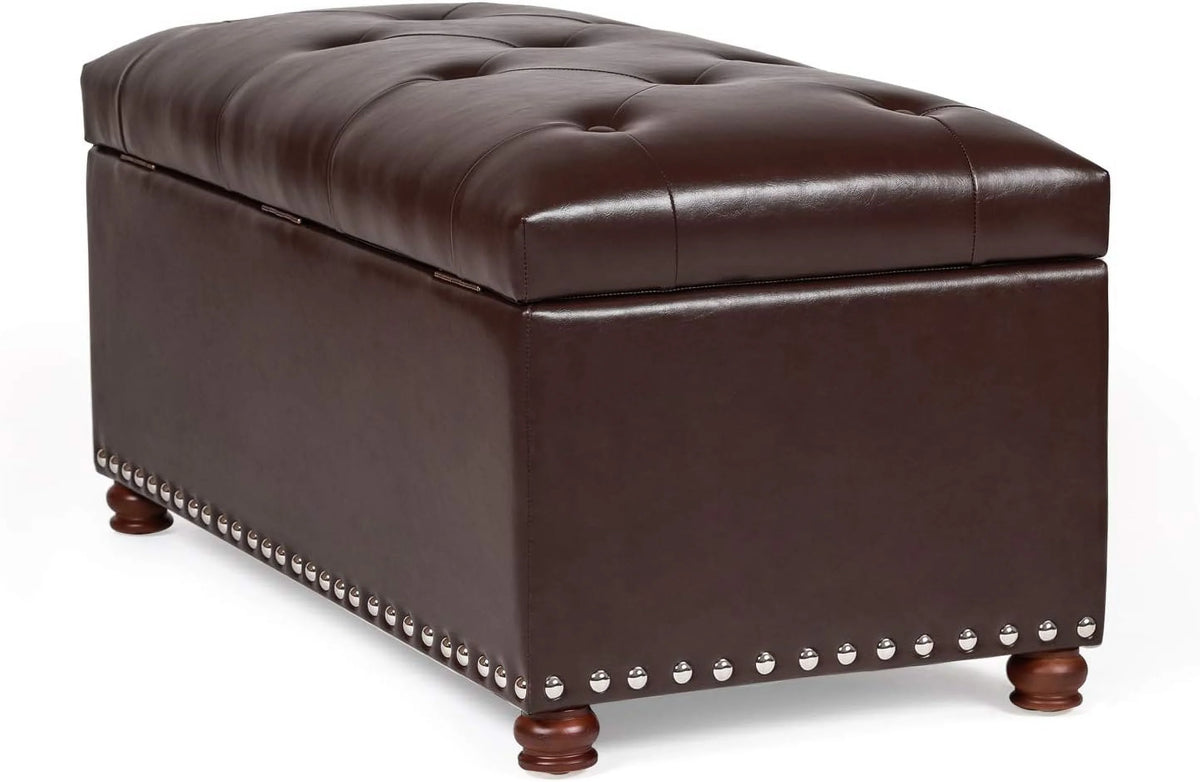 Brown Tufted Storage Ottoman Bench P268520