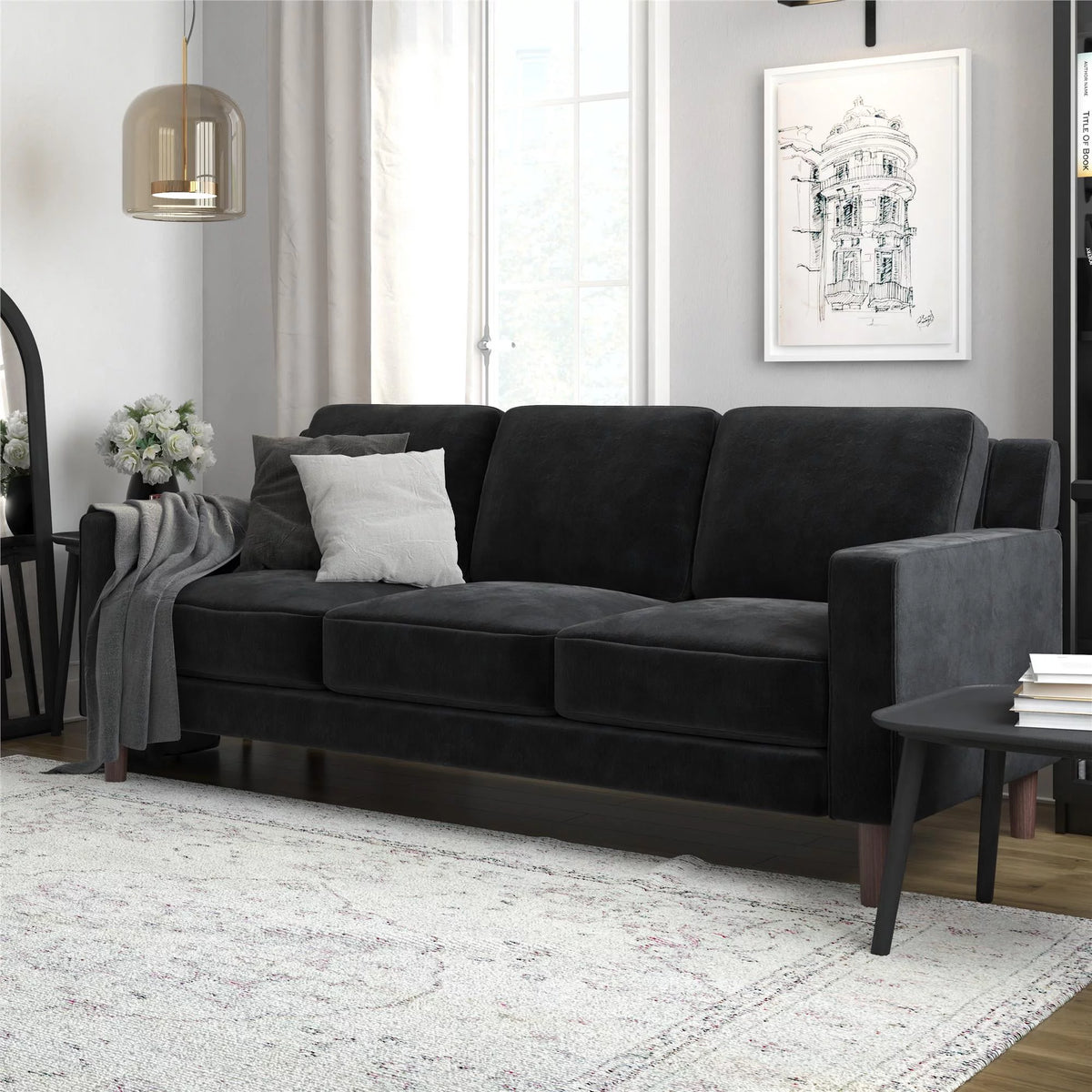 Green Velvet 3 Seater Sofa S957726