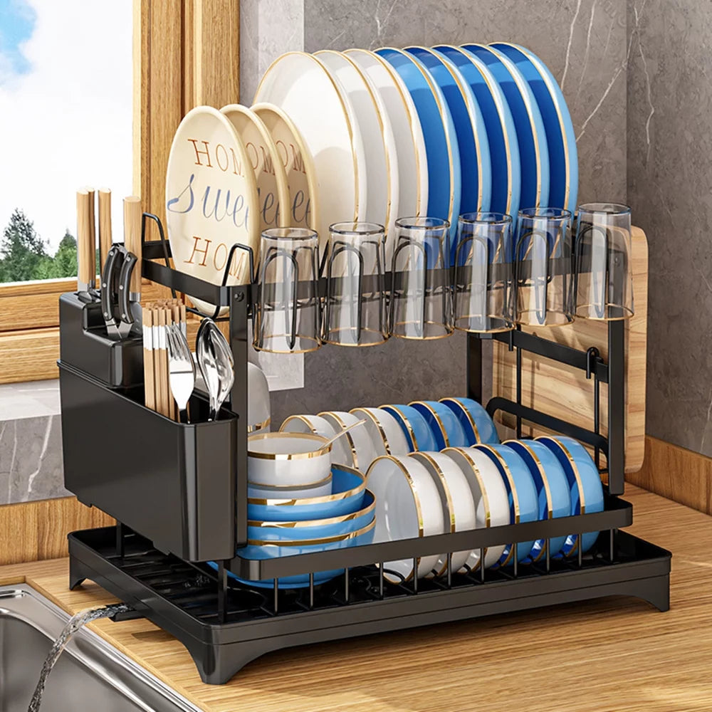2-Tier Dish Drying Rack with Drainboard A682540