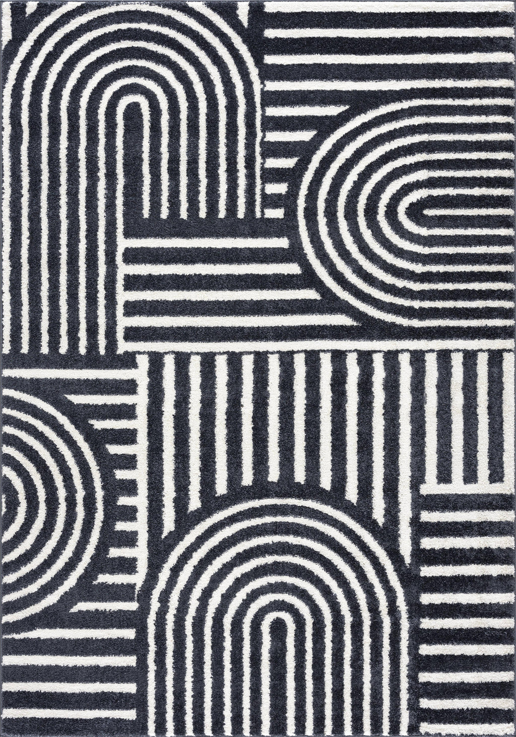 8 x 10 Cream Charcoal Area Rug Q963