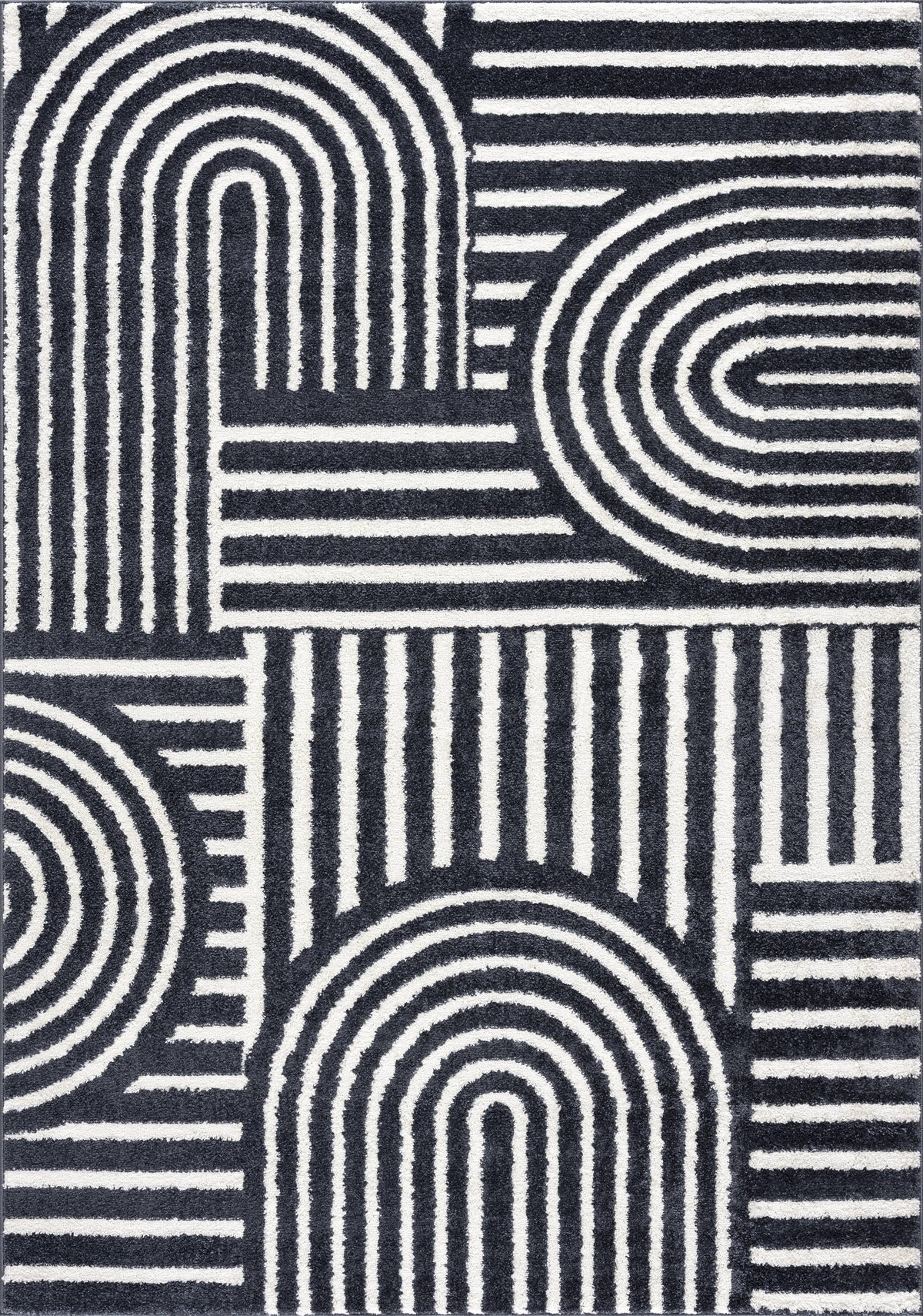 8 x 10 Cream Charcoal Area Rug Q963