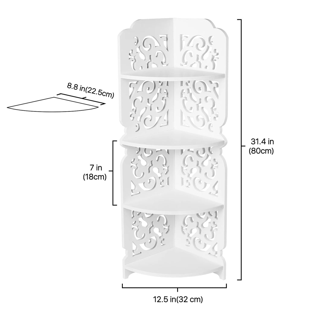 White 4 Tier Corner Shelving Unit U27173