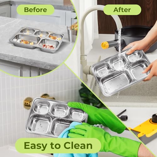Stainless Steel Bento Box 3 Pack 5 Compartments with Lids Q4087