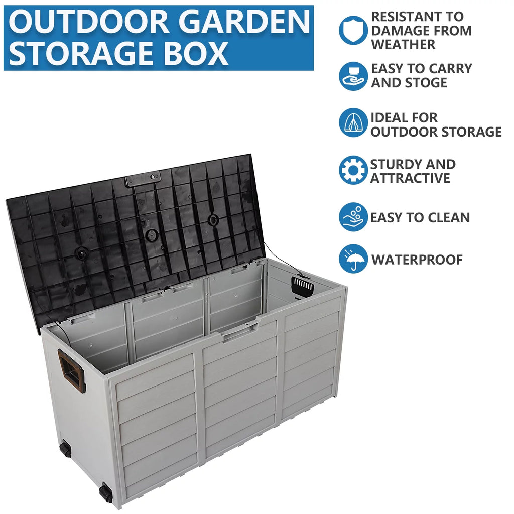 75 Gallon Black Resin Deck Box on Wheels S366541